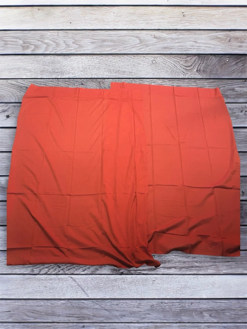 NWT Chambray Voile Curtain Panels Saffron 63” The Company Store